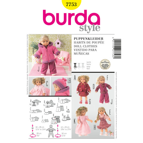 Burda Style BUR7753 | Doll Clothes | Front of Envelope