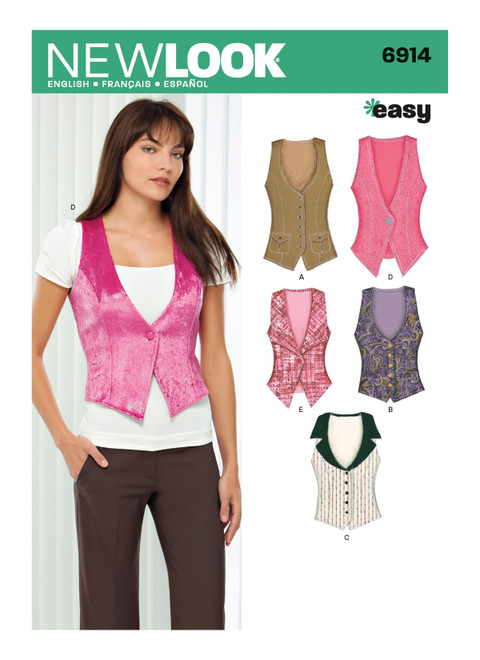 N6914 | New Look Sewing Pattern Misses' Vests | New Look