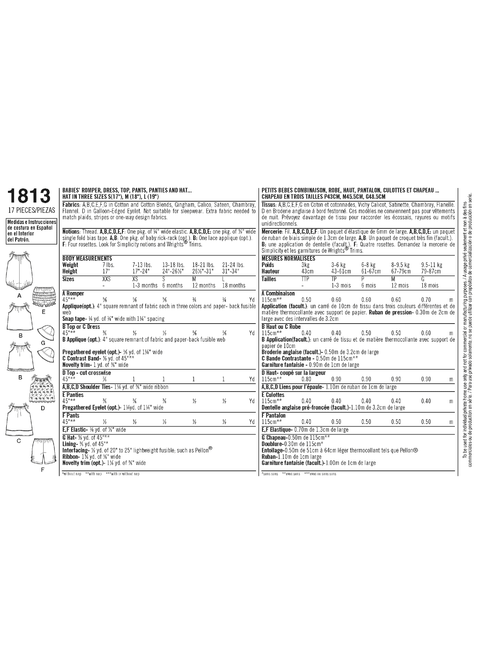 Simplicity S1813 | Babies' Vintage Dress & Separates | Back of Envelope