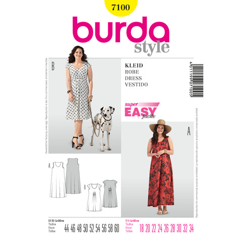 Burda Style BUR7100 | Dress | Front of Envelope