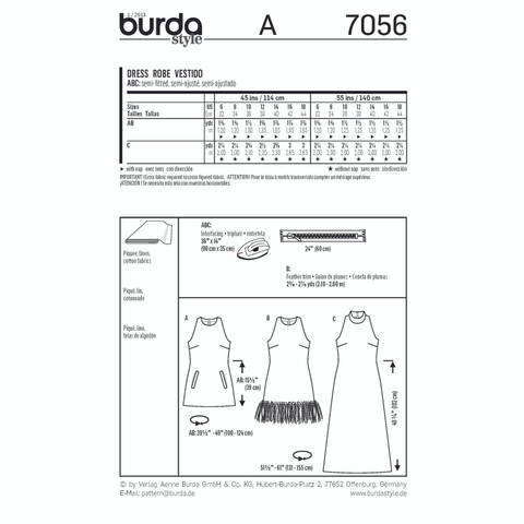 Burda Style BUR7056 | Dress | Back of Envelope