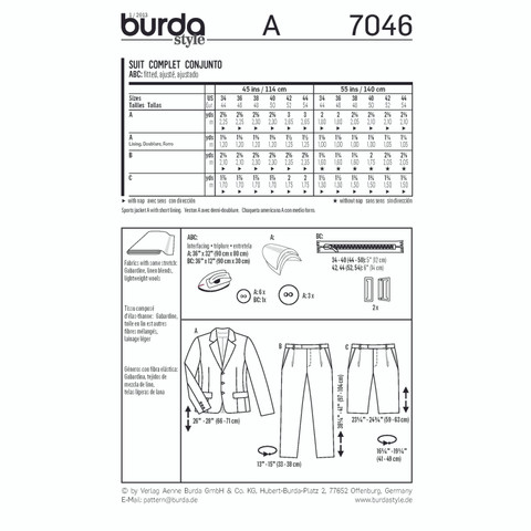 Burda Style BUR7046 | Suit | Back of Envelope