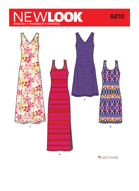 N6210 | New Look Sewing Pattern Misses' Knit Dress in Two Lengths | New ...