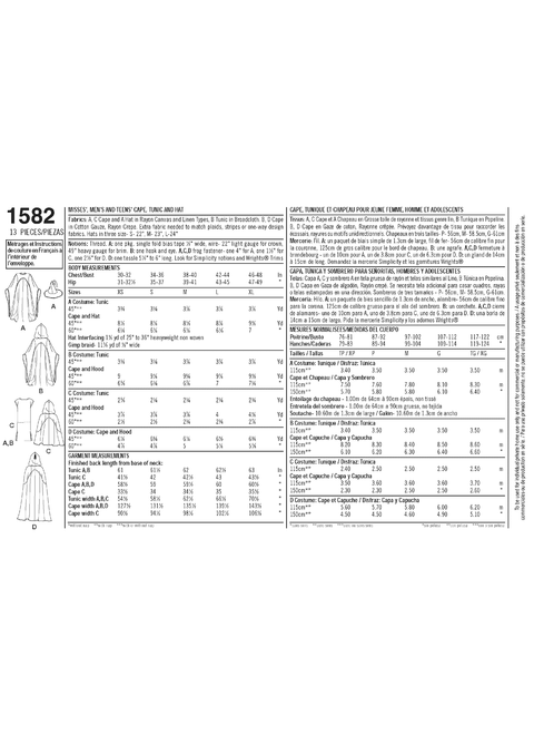 Simplicity S1582 | Misses', Men's and Teens' Costumes | Back of Envelope