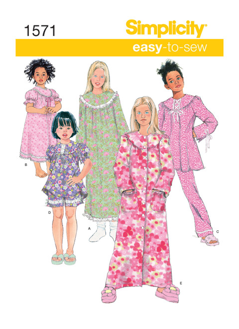 Simplicity S1571 | Child's & Girls' Loungewear Separates | Front of Envelope