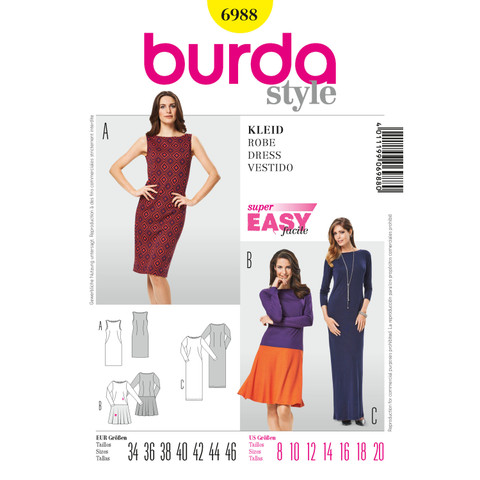 Burda Style BUR6988 | Dress | Front of Envelope