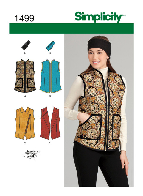 Simplicity S1499 | Misses' Vest and Headband in Three Sizes | Front of Envelope