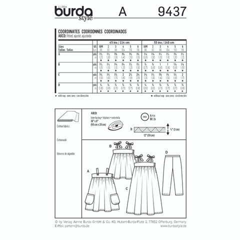 Burda Style BUR9437 | Toddlers | Back of Envelope