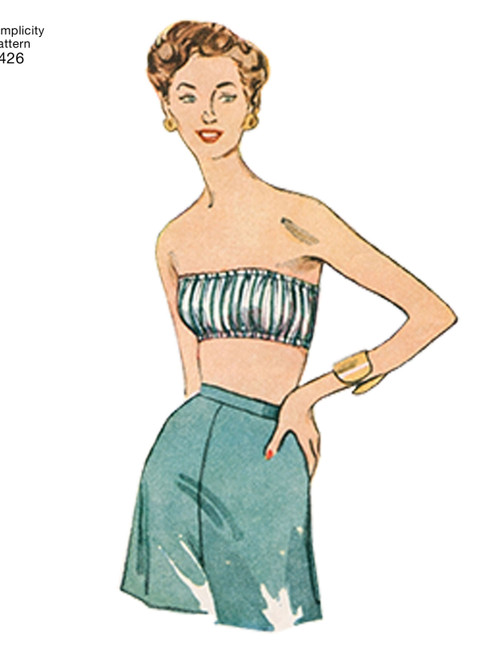 1950s Bra Shorts and Top Sewing Pattern Simplicity 4714, Womens