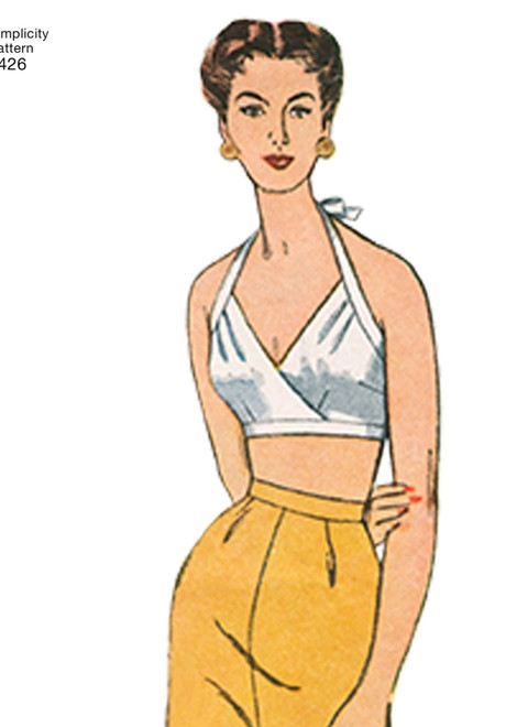 Vintage Sewing Pattern 1950s 50s / Crop Top Bra Bikini Top Halter Bustier  Scoop Neck Blouse / Bust 32 B32 Reproduction -  Norway