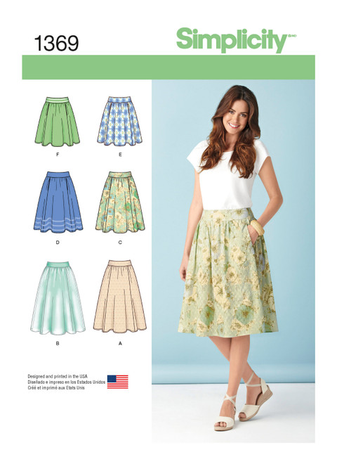 Simplicity S1369 | Misses' Skirts in Three Lengths | Front of Envelope