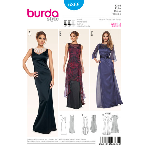Burda Style BUR6866 | Evening & Bridal Wear | Front of Envelope