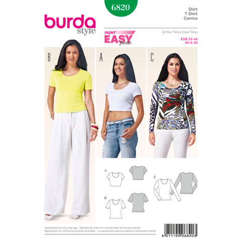 Burda Style BUR6820 | Tops, Shirts, Blouses | Front of Envelope