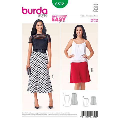 BUR6818 | Burda Style Sewing Pattern Skirts | Burda Style