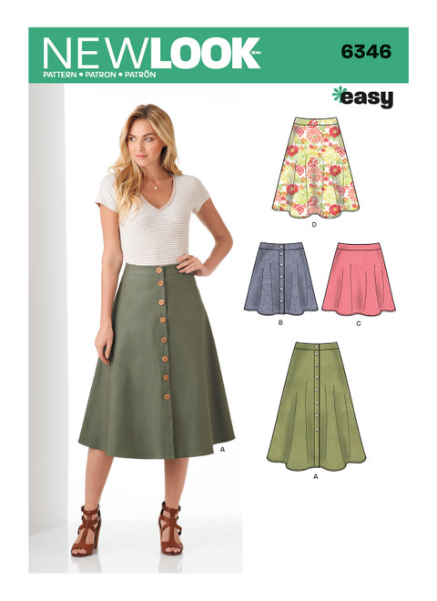 N6346 | New Look Sewing Pattern Misses' Easy Skirts in Three Lengths ...