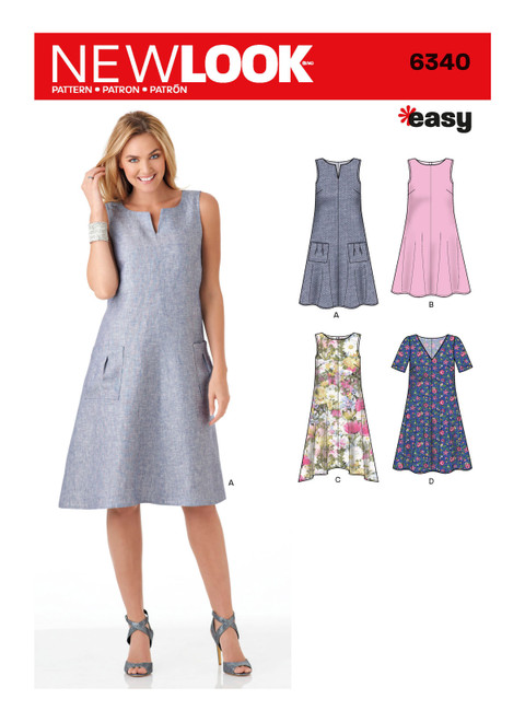N6340, New Look Sewing Pattern Misses' Easy Dresses