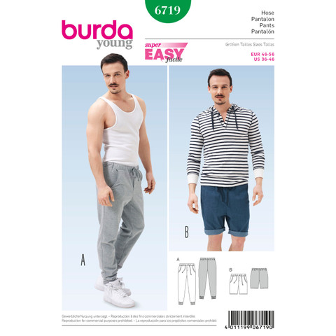 Burda Style BUR6719 | Men's Jogging Pants | Front of Envelope