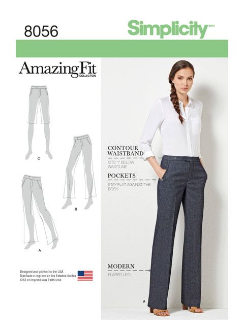 Simplicity S8056 | Amazing Fit Miss & Plus Size Flared Pants or Shorts | Front of Envelope