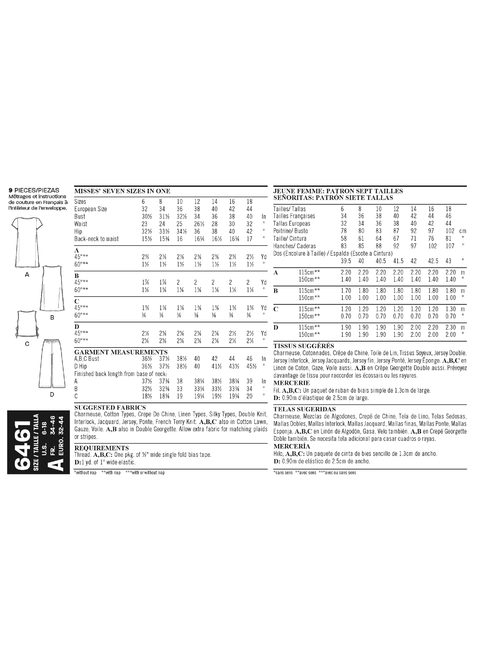 New Look N6461 | Misses' Dress, Tunic, Top and Cropped Pants | Back of Envelope