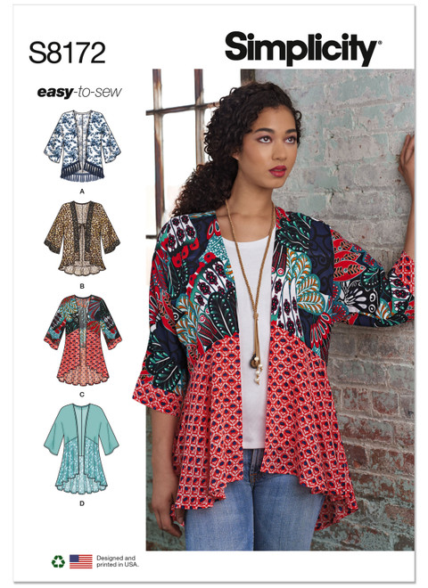S8172 | Simplicity Sewing Pattern Misses' Fashion Kimonos with