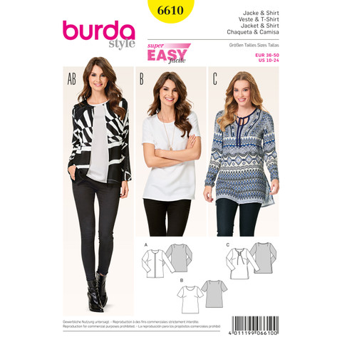 Burda Style BUR6610 | Jacket and Shirt | Front of Envelope