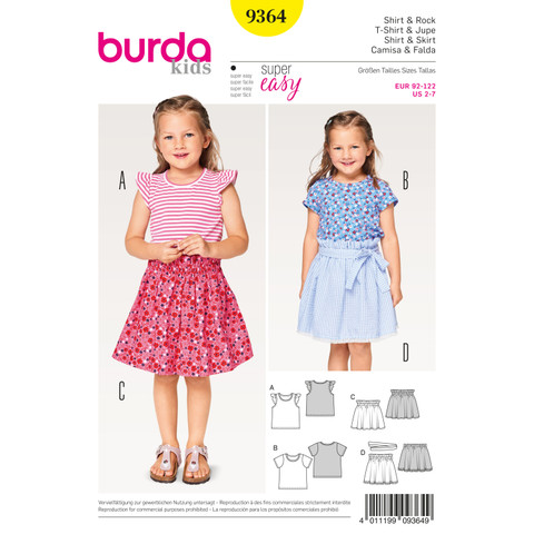 Burda Style BUR9364 | Child Shirt and Elastic Skirt | Front of Envelope