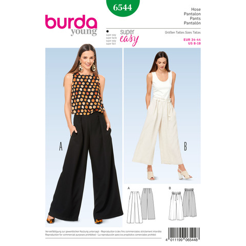 Burda Style BUR6544 | Misses' Pants | Front of Envelope