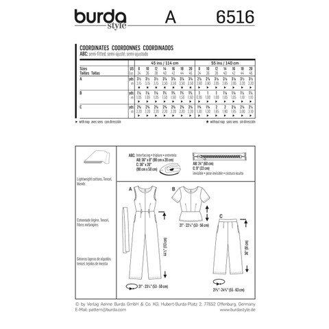 Burda Style BUR6516 | Misses' Coordinates | Back of Envelope