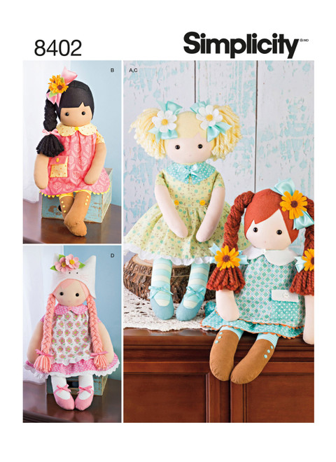 Simplicity S8402 | 23" Stuffed Dolls with Clothes | Front of Envelope