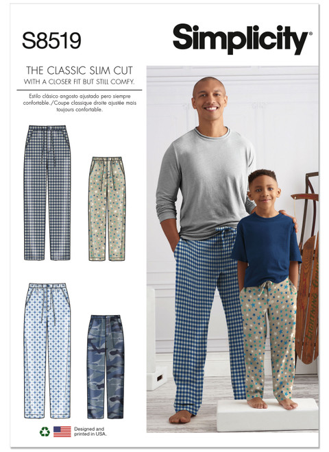 S8519 | Simplicity Sewing Pattern Boys' & Men's Slim Fit Lounge