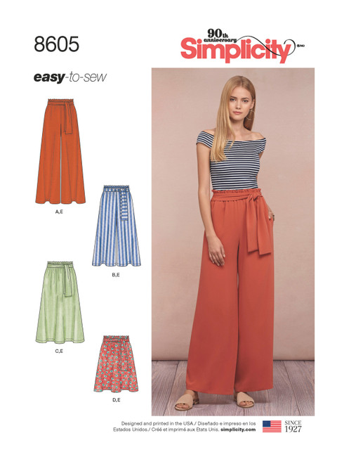 Simplicity Sewing Pattern 8885 Misses' Maxi Skirt or Palazzo Trousers Wide  Leg | eBay