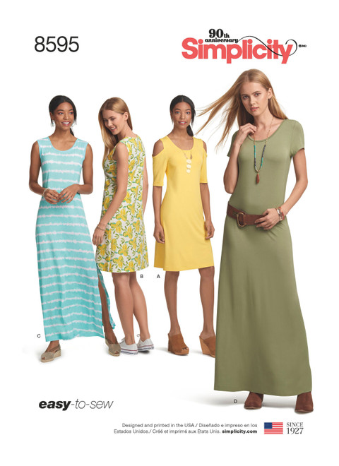 Simplicity S8595 | Misses' Knit Dresses | Front of Envelope