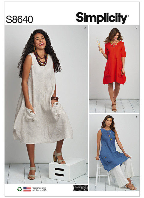 Simplicity S8640 | Misses'/Women's Dress or Tunic | Front of Envelope