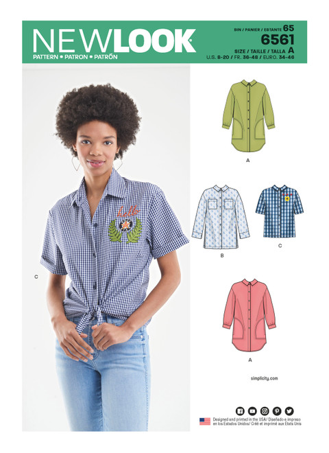 N6561 | New Look Sewing Pattern Misses' Shirts in Three Lengths