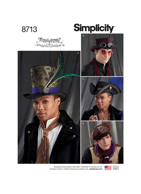 Simplicity S8713 | Men's Hats in Three Sizes | Front of Envelope