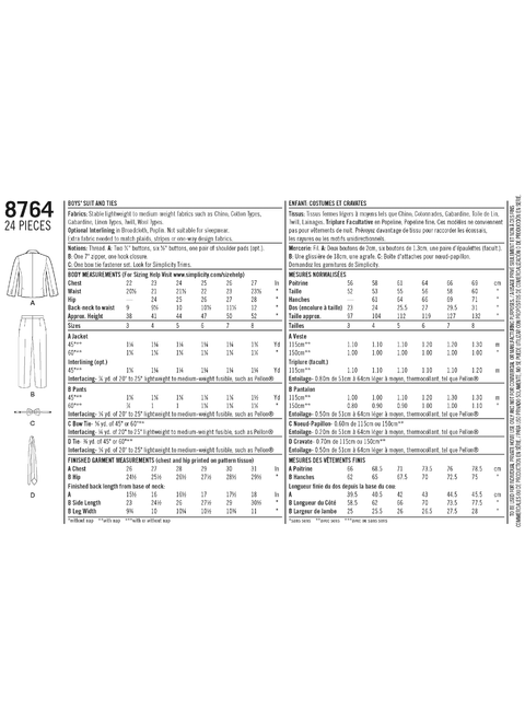 Simplicity S8764 | Boys' Suit and Ties | Back of Envelope