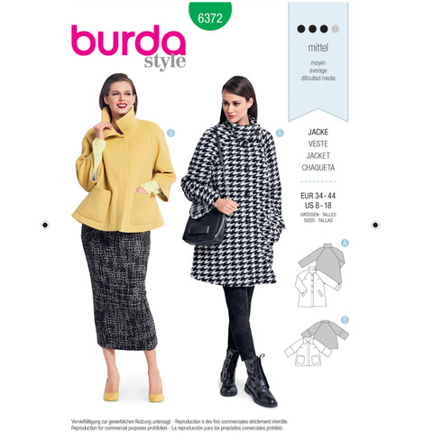 Burda Style BUR6372 | Misses' Jackets | Front of Envelope