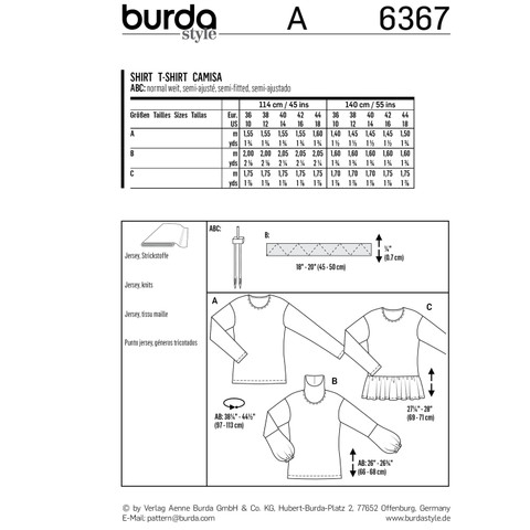 Burda Style BUR6367 | Misses' Tops | Back of Envelope