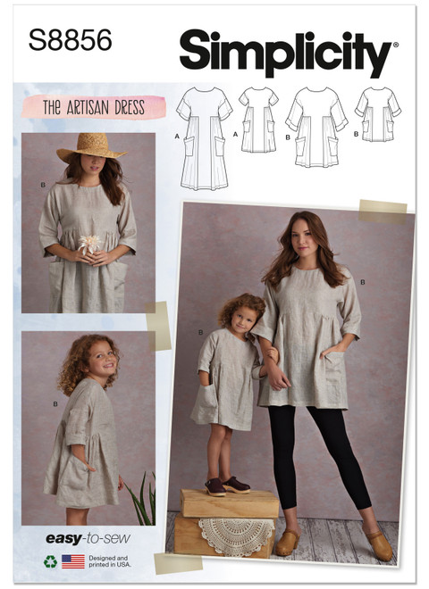 Simplicity S8856 | Children's & Misses' Dress and Tunic | Front of Envelope
