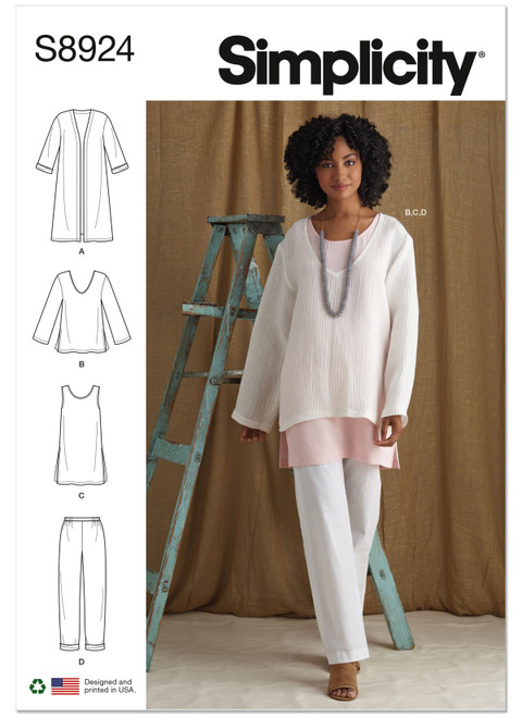 S8924 | Simplicity Sewing Pattern Misses' Jacket, Top, Tunic, and