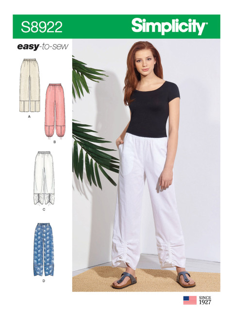 S9376 | Simplicity Sewing Pattern Misses' Pull-on Trousers | Simplicity