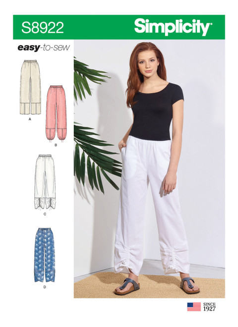 Simplicity S8922 | Misses' Pull-On Pants | Front of Envelope