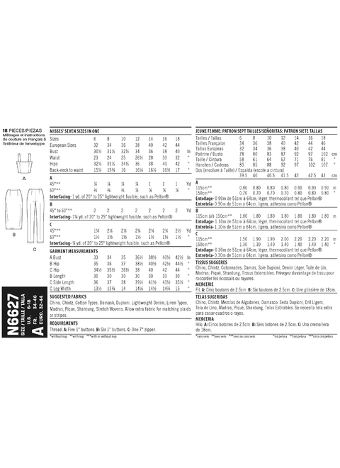 New Look N6627 | Misses' Top, Skirt, and Pants | Back of Envelope