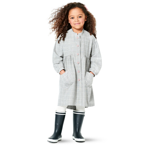 Burda Style BUR9309 | Children's Dresses, Buttons at Front, with Trim and Pocket Variations