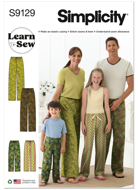 Simplicity S9129 | Unisex Sleepwear | Front of Envelope