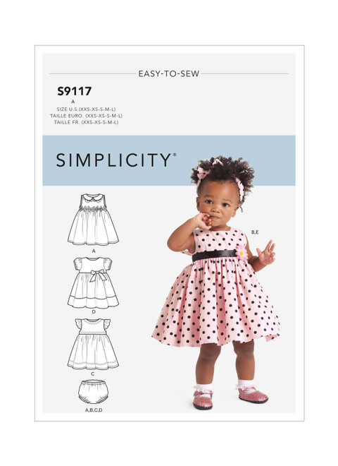 Simplicity S9117 | Babies' Dresses, Panties & Headband | Front of Envelope