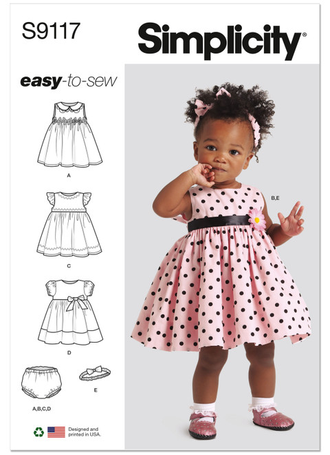 Simplicity S9117 | Babies' Dresses, Panties & Headband | Front of Envelope