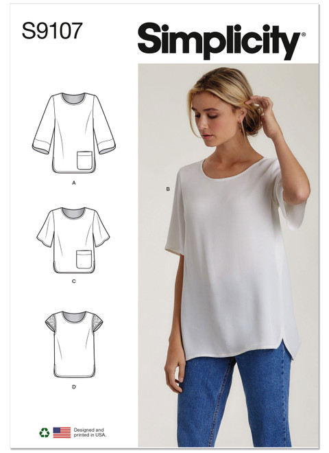 S9107 | Simplicity Sewing Pattern Misses' Tops with Sleeve