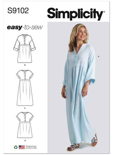 Simplicity S9102 | Misses' Caftan & Dresses | Front of Envelope