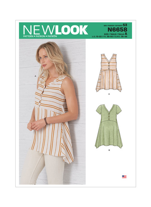 N6658 | New Look Sewing Pattern Misses' Handkerchief Hemmed Top